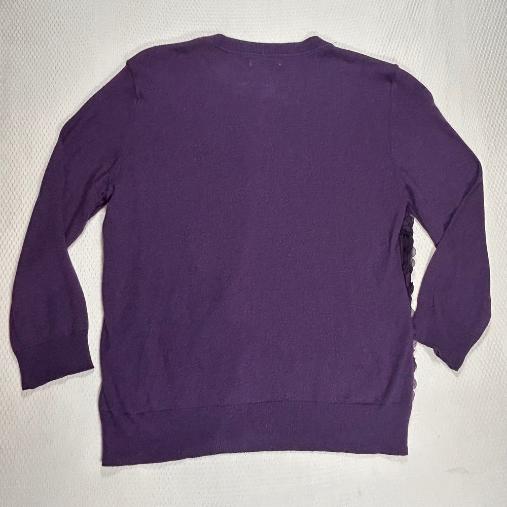 New York & Company Purple Rosette 3D Floral Button Front Cardigan Sweater NEW - Picture 8 of 8